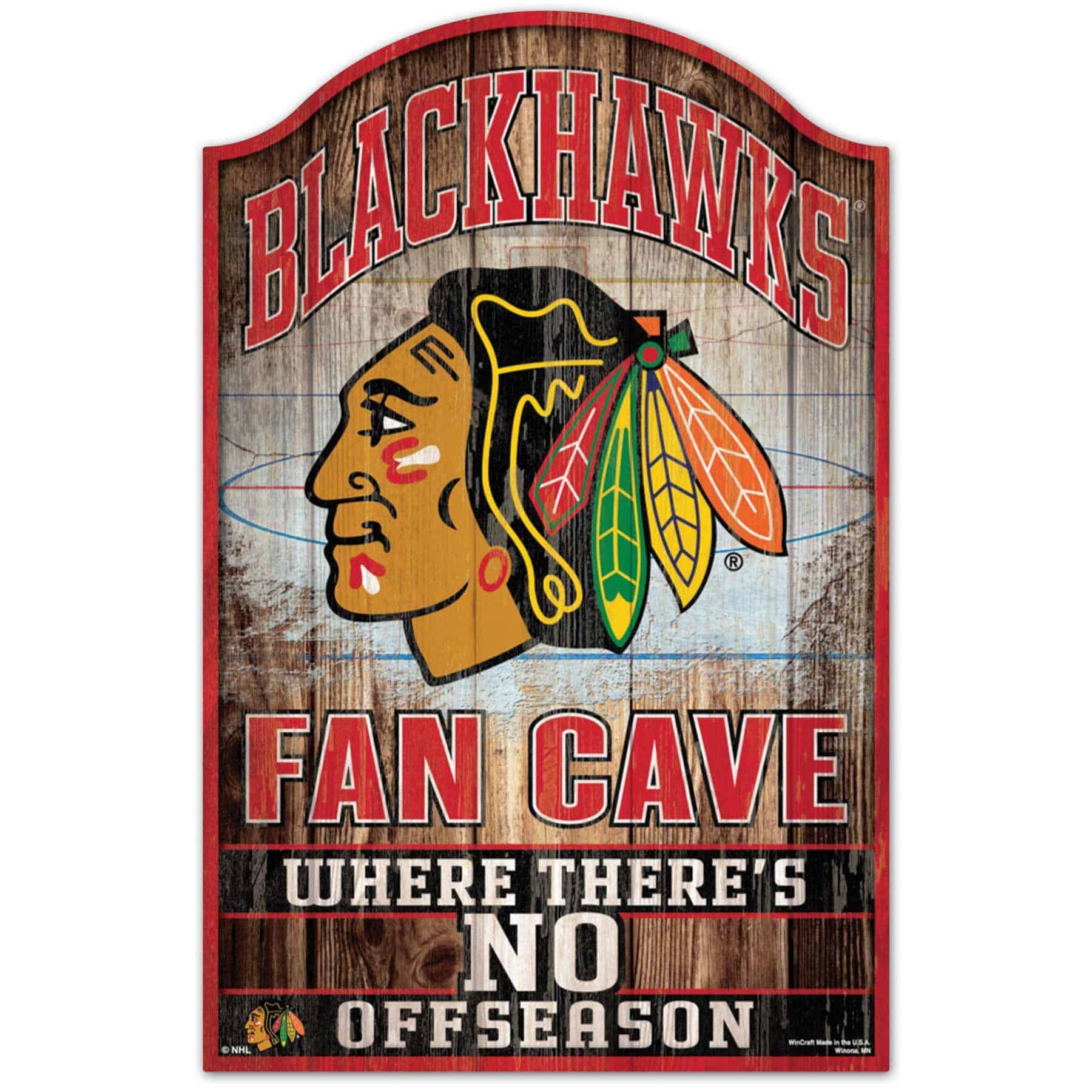 Chicago Blackhawks WinCraft NHL Fan Cave Wood Sign