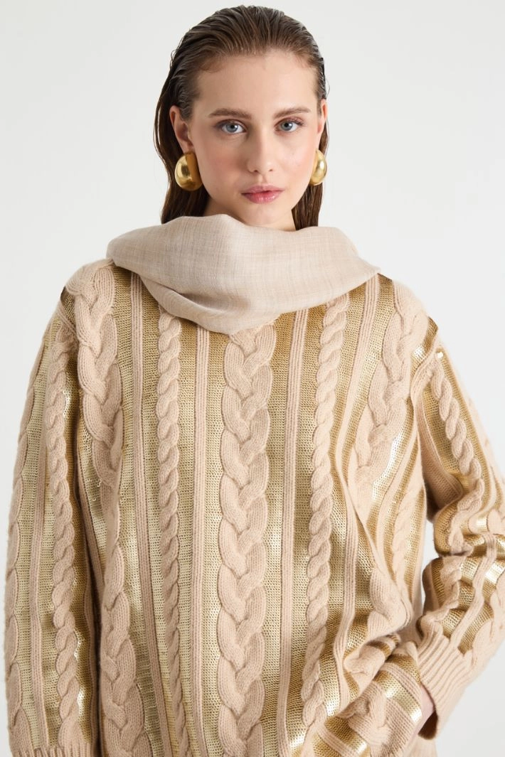Baby alpaca and silk stole - BEIGE