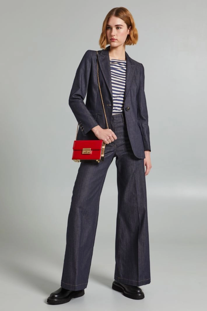 Slim-fit denim-effect blazer - DENIM BLUE