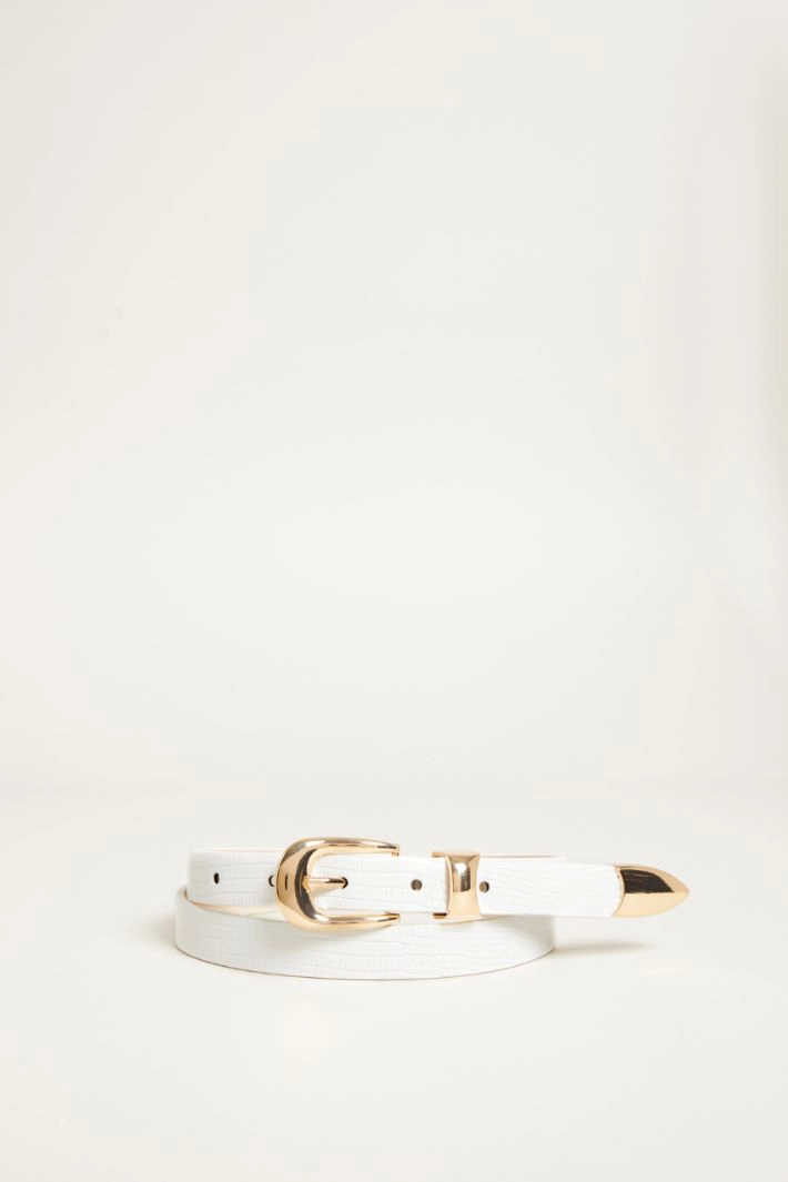 Croc print belt - WHITE