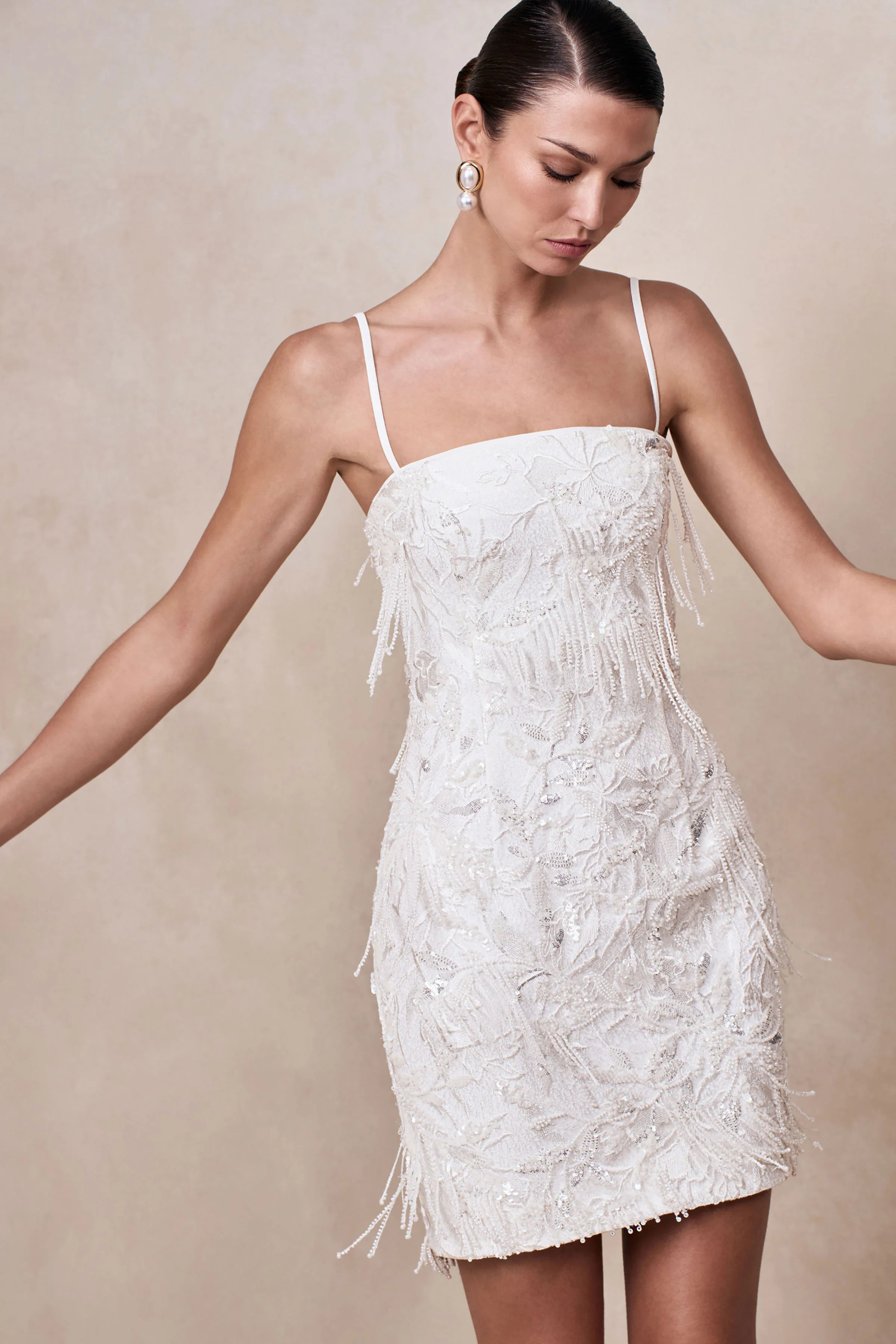 Paulina | White Embellished Bandeau Mini Dress