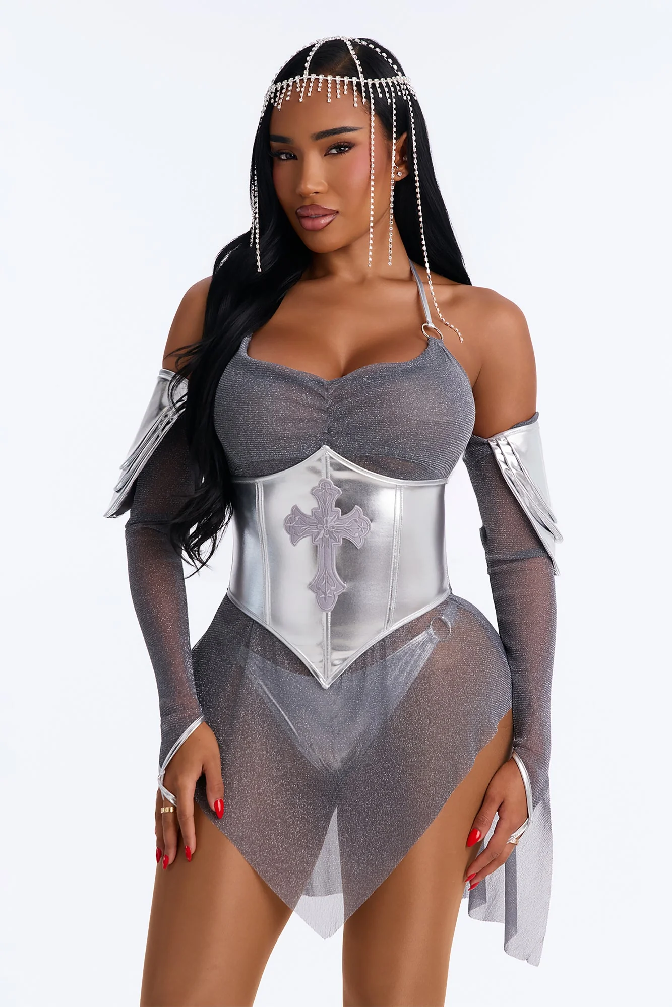 Armor Goddess 5 Piece Costume Set - Silver