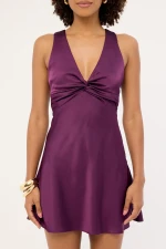 Perfect Stranger Ellary Satin Mini Dress Plum