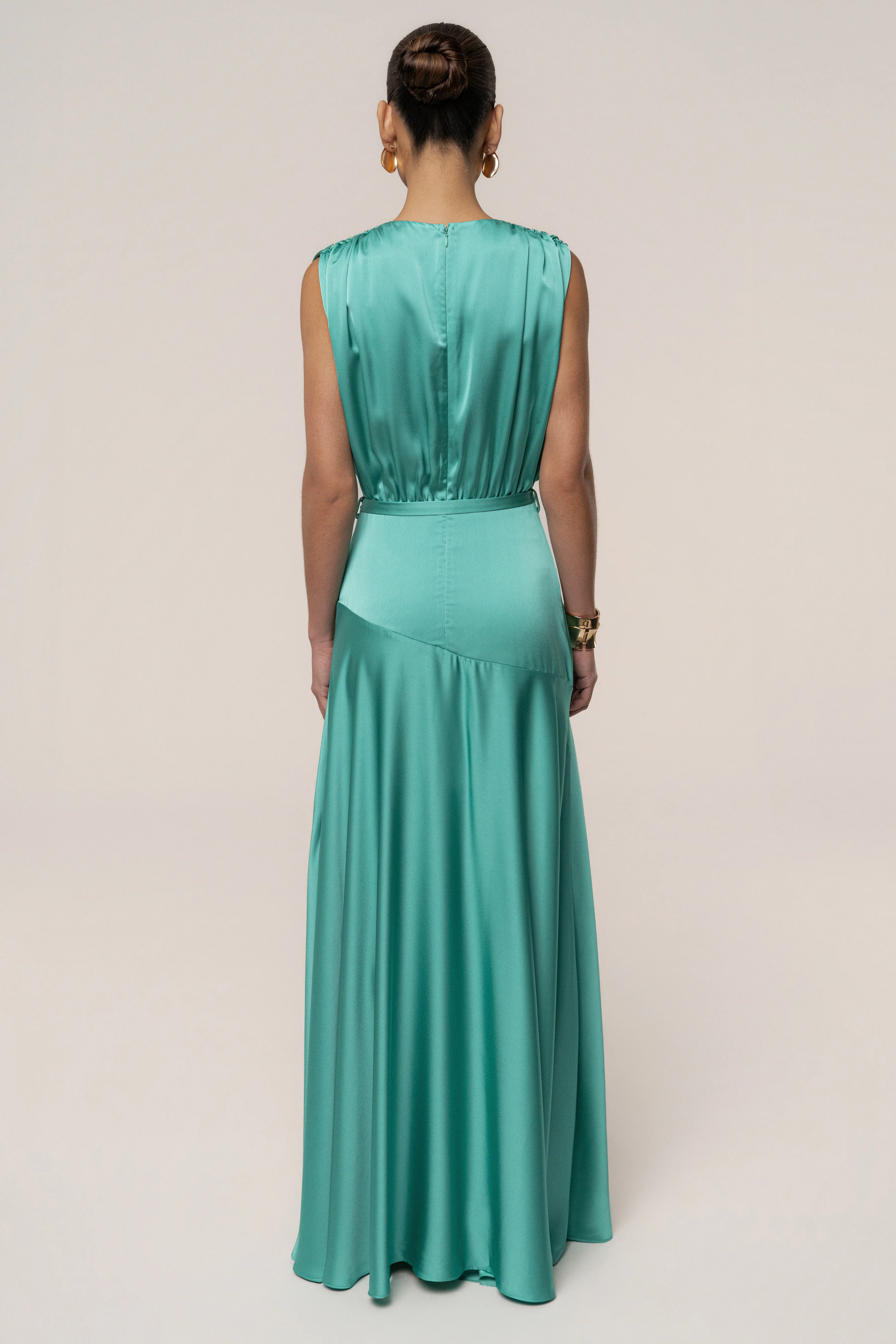 Aqua Amalia Satin Maxi Dress