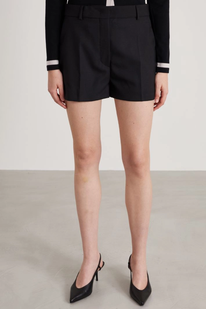 Wool canvas shorts - BLACK