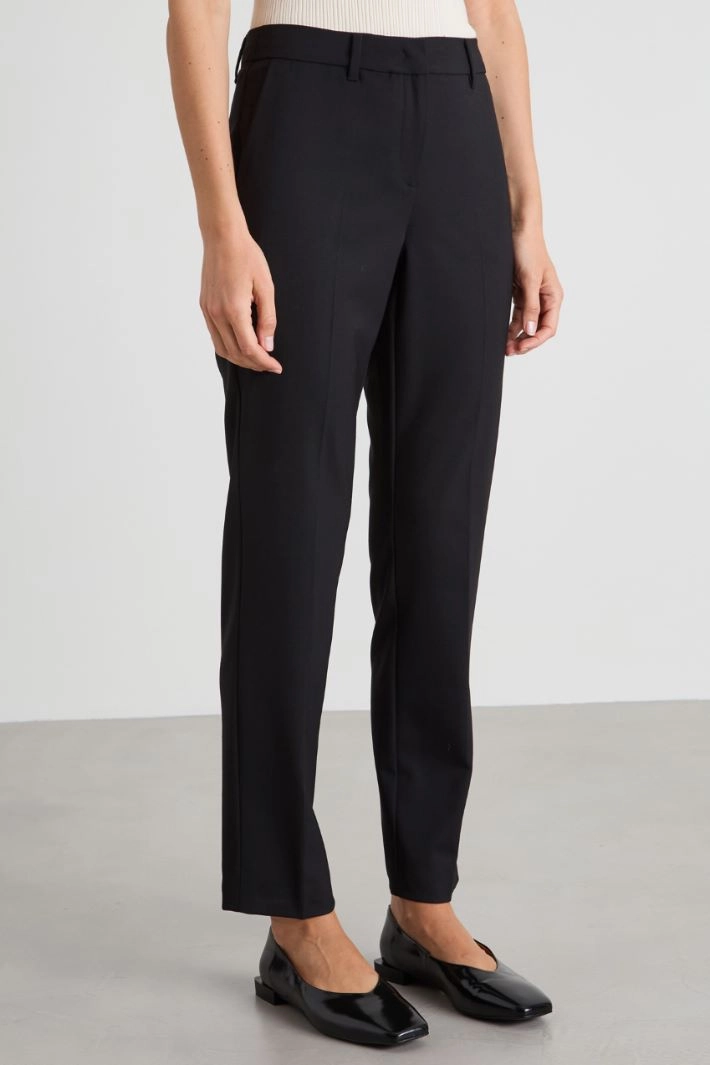 Wool cigarette trousers - BLACK