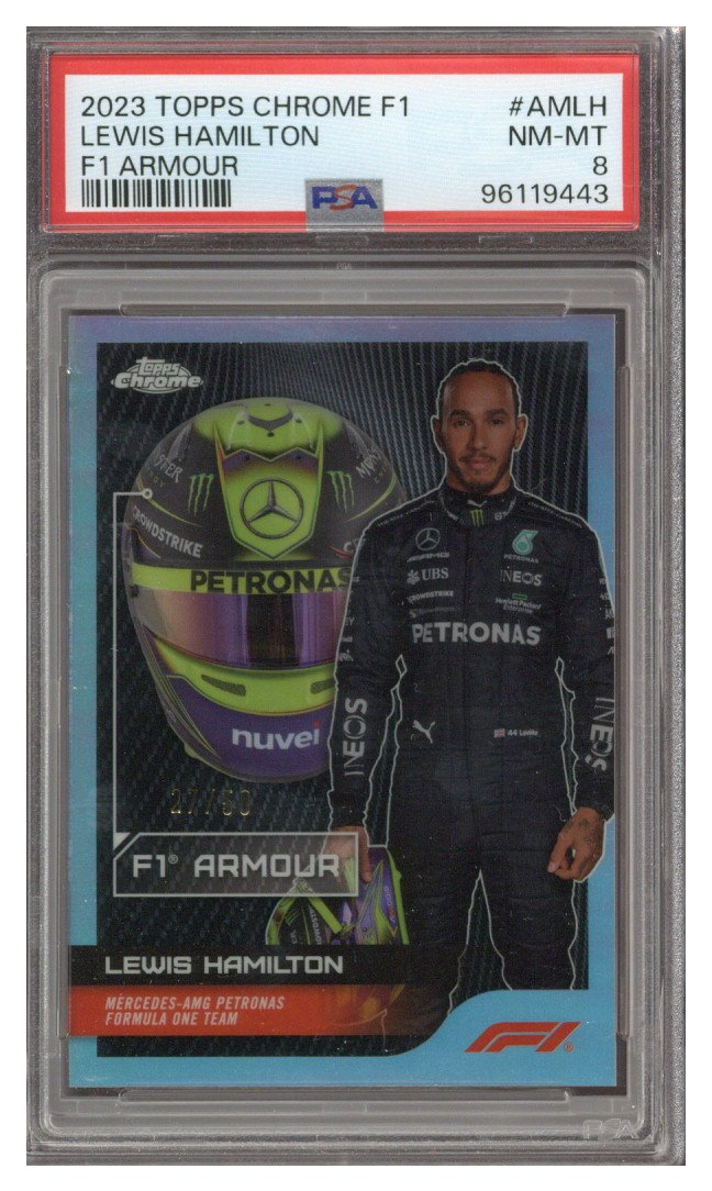 2023 Topps Chrome F1 Lewis Hamilton F1 Armour PSA 8