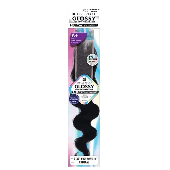 Shake N Go Glossy HD Lace Closure - 2X6 BODY WAVE 16