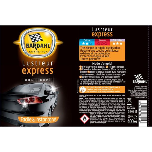 Produit lustrant Bardahl Lustreur express 400ML UniverselRef : BDH0055 / 38914