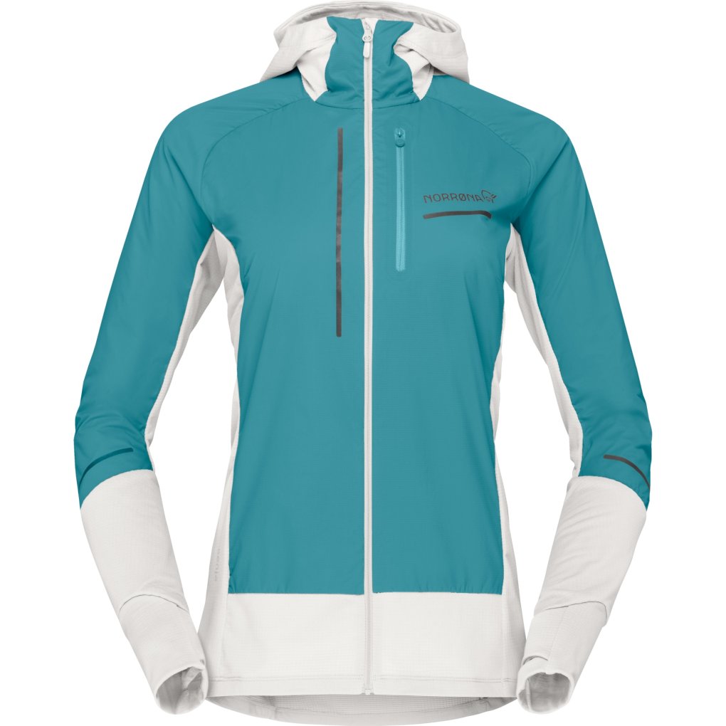 Norrona senja Alpha90 Zip Hood Jacket Women - Brittany Blue/Snow White