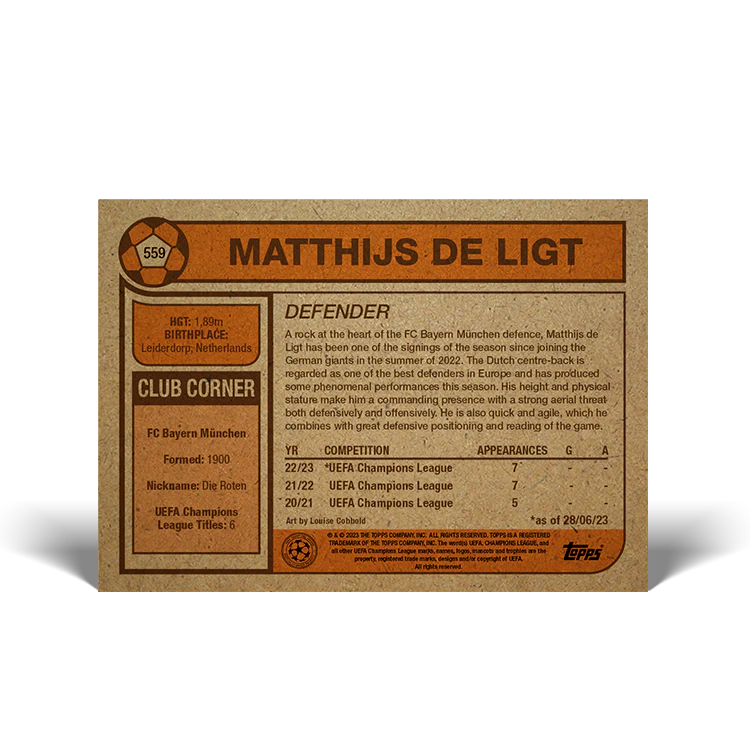 Topps UK - UCC Living Set Card #559 - Matthijs de Ligt