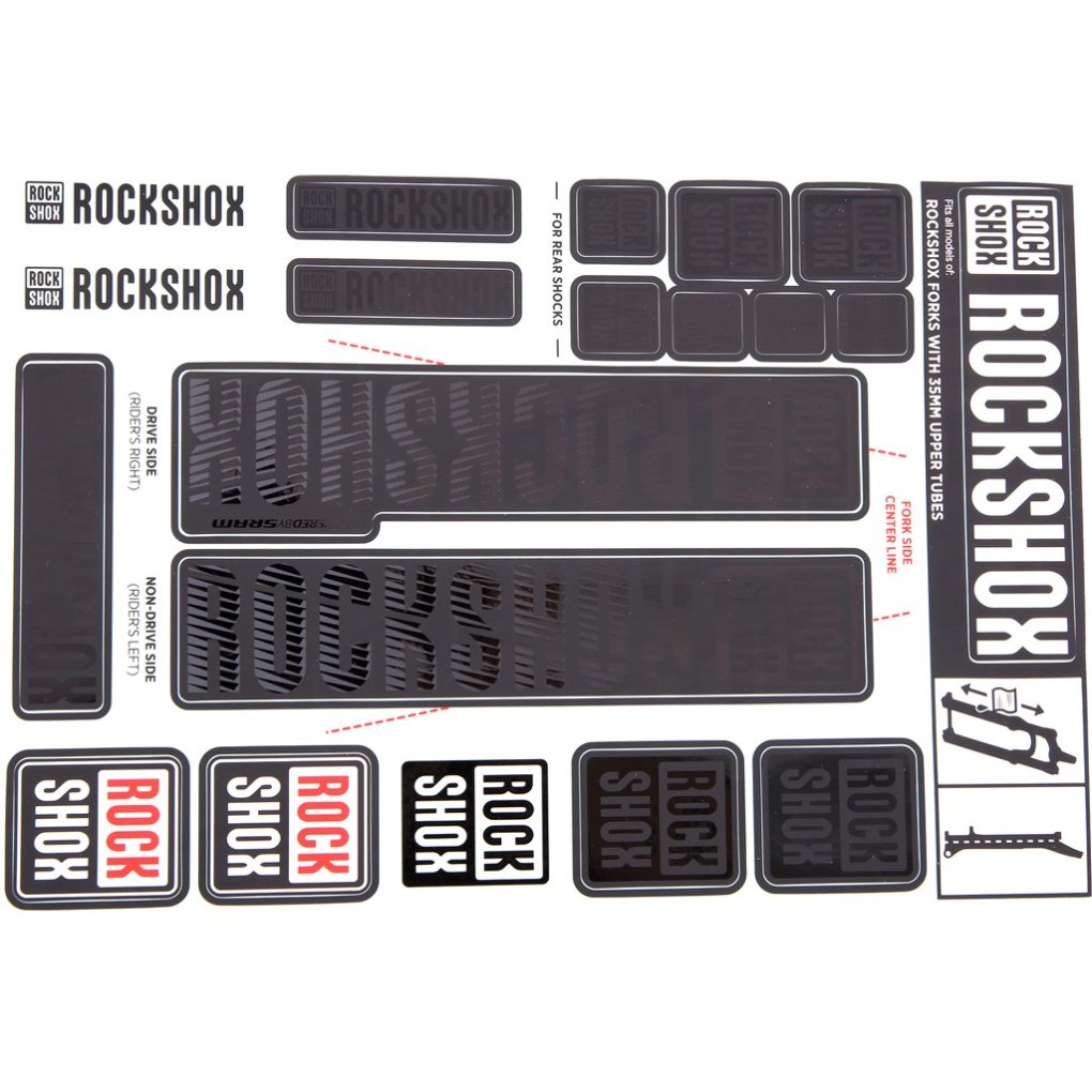 RockShox Decal Kit 35mm Stanchions - Pike/Lyrik/Yari/Domain/Revelation (2018+)
