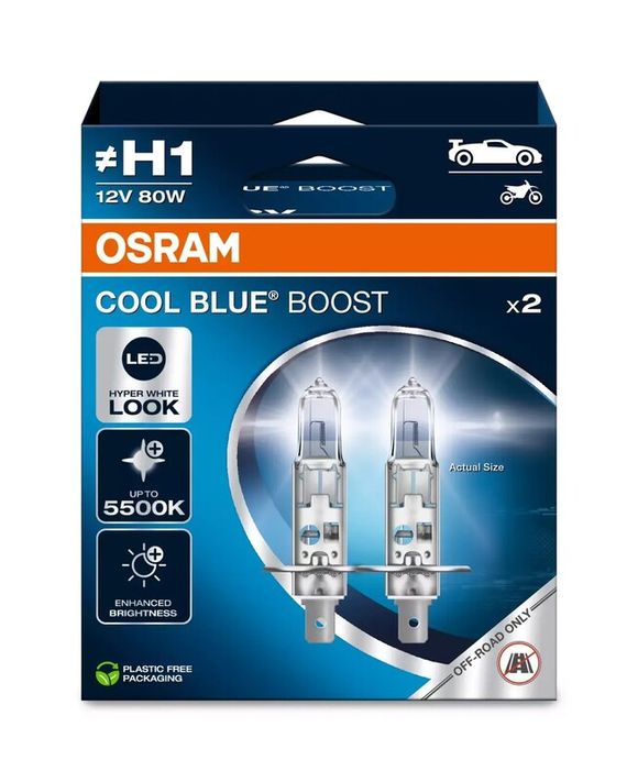 Osram Cool Blue Boost H1 12V/80W Bulb - X2 UniversalRef: Osrm00063A / 1129547
