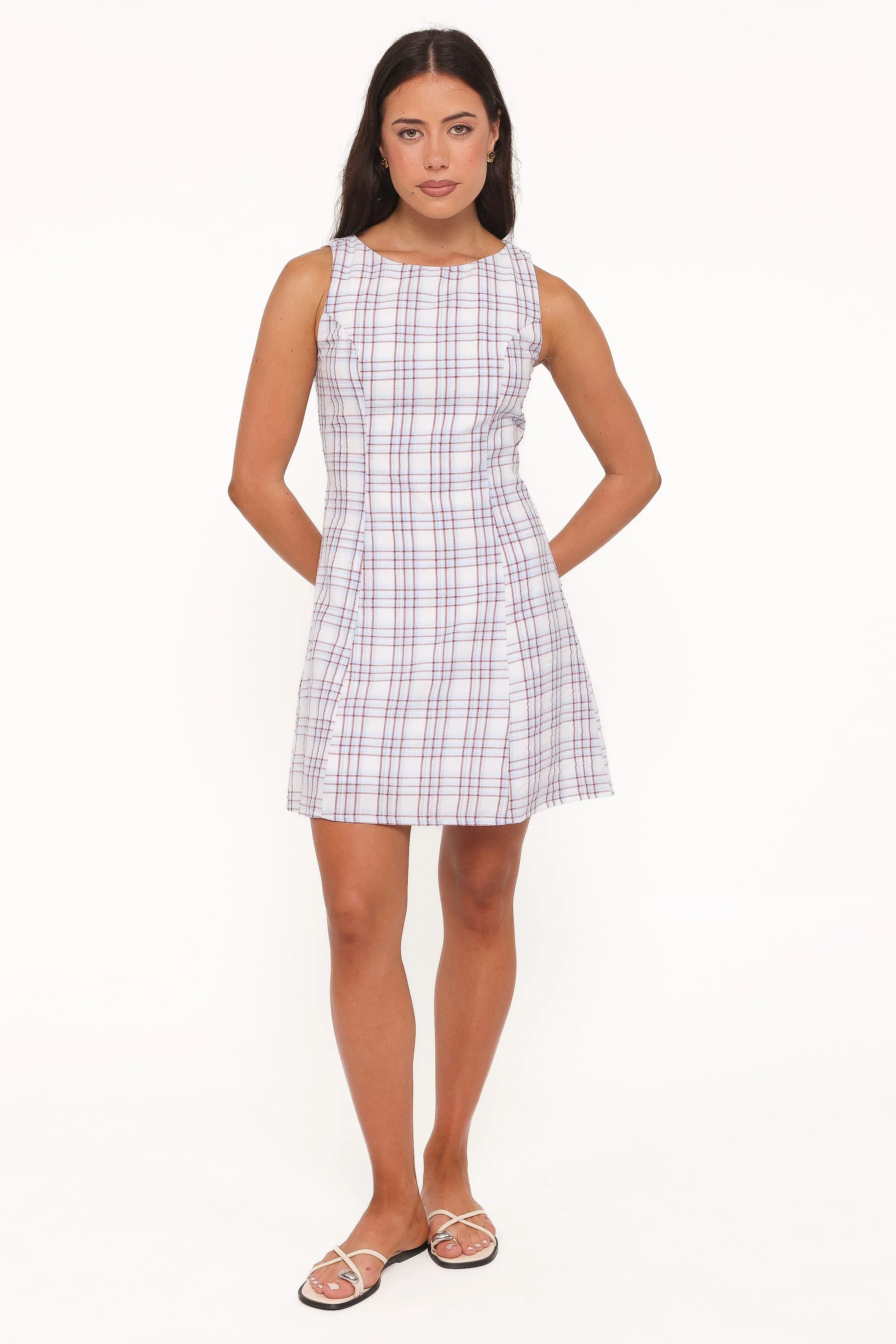 Circe Mini Dress - Light Blue Plaid