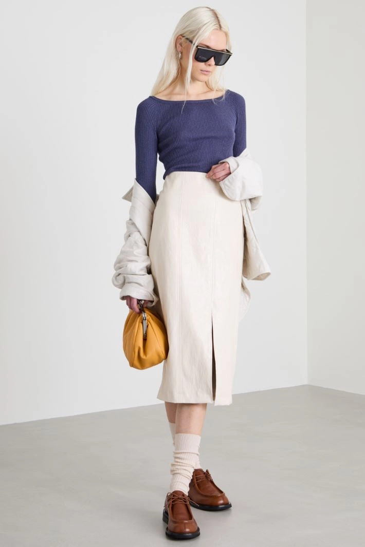 Slit-detail skirt - CREAM