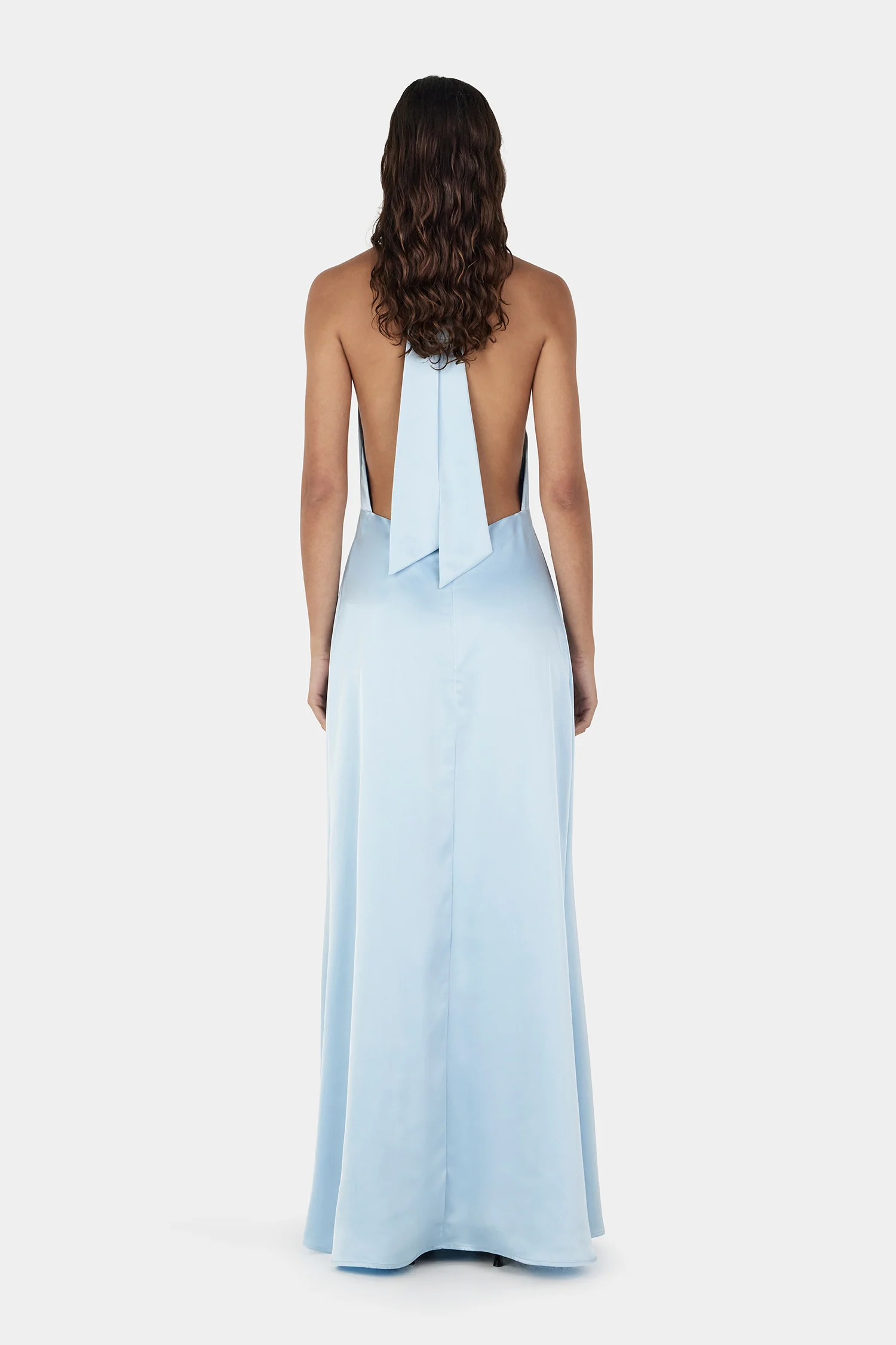 Petra Satin Backless Gown Sky Blue