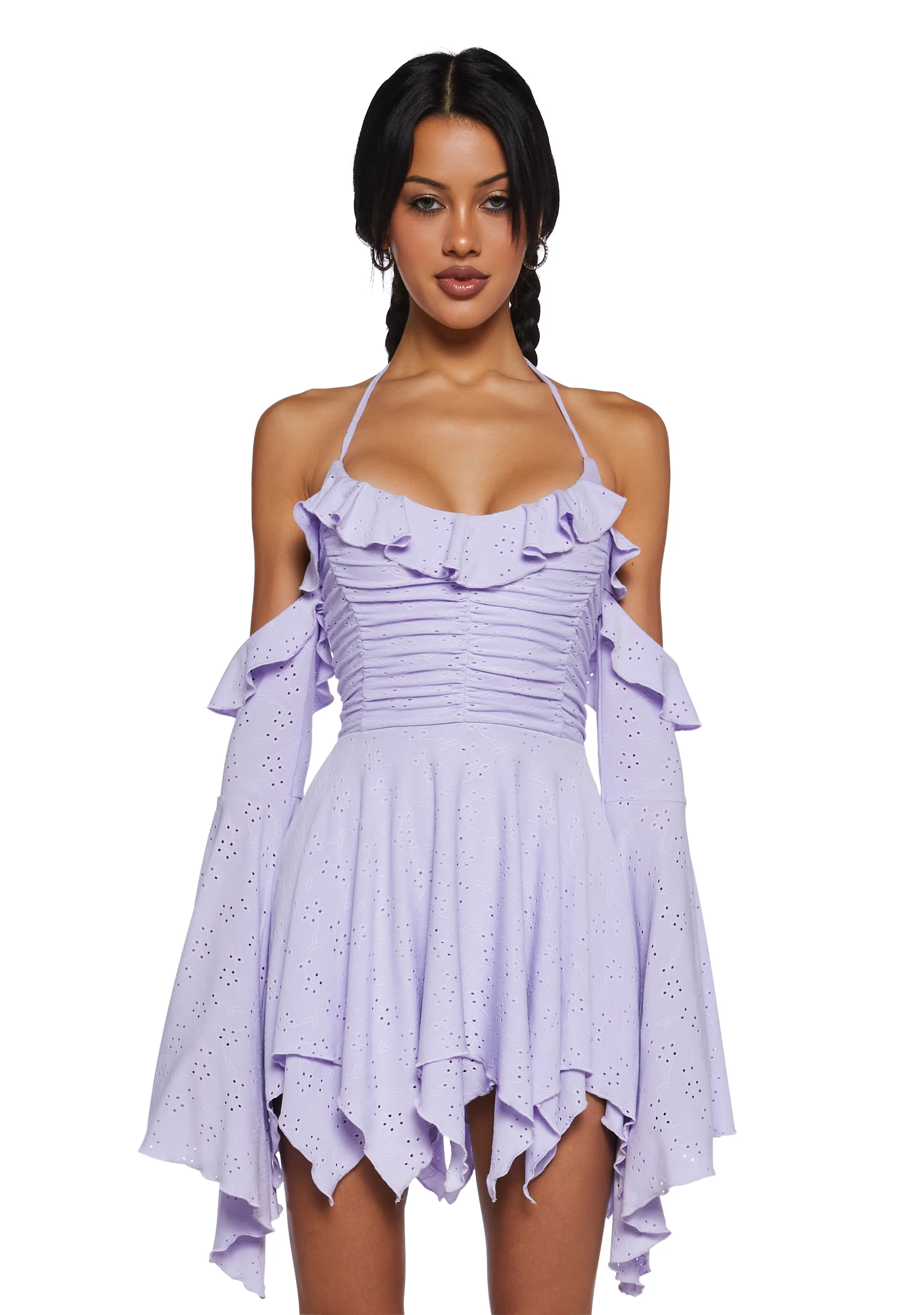Fairy Delights Ruffled Handkerchief Dress - Purple