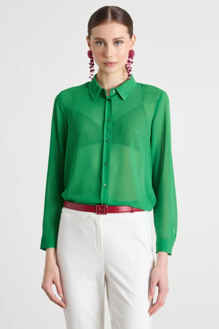Crepe de chine blouse - GREEN