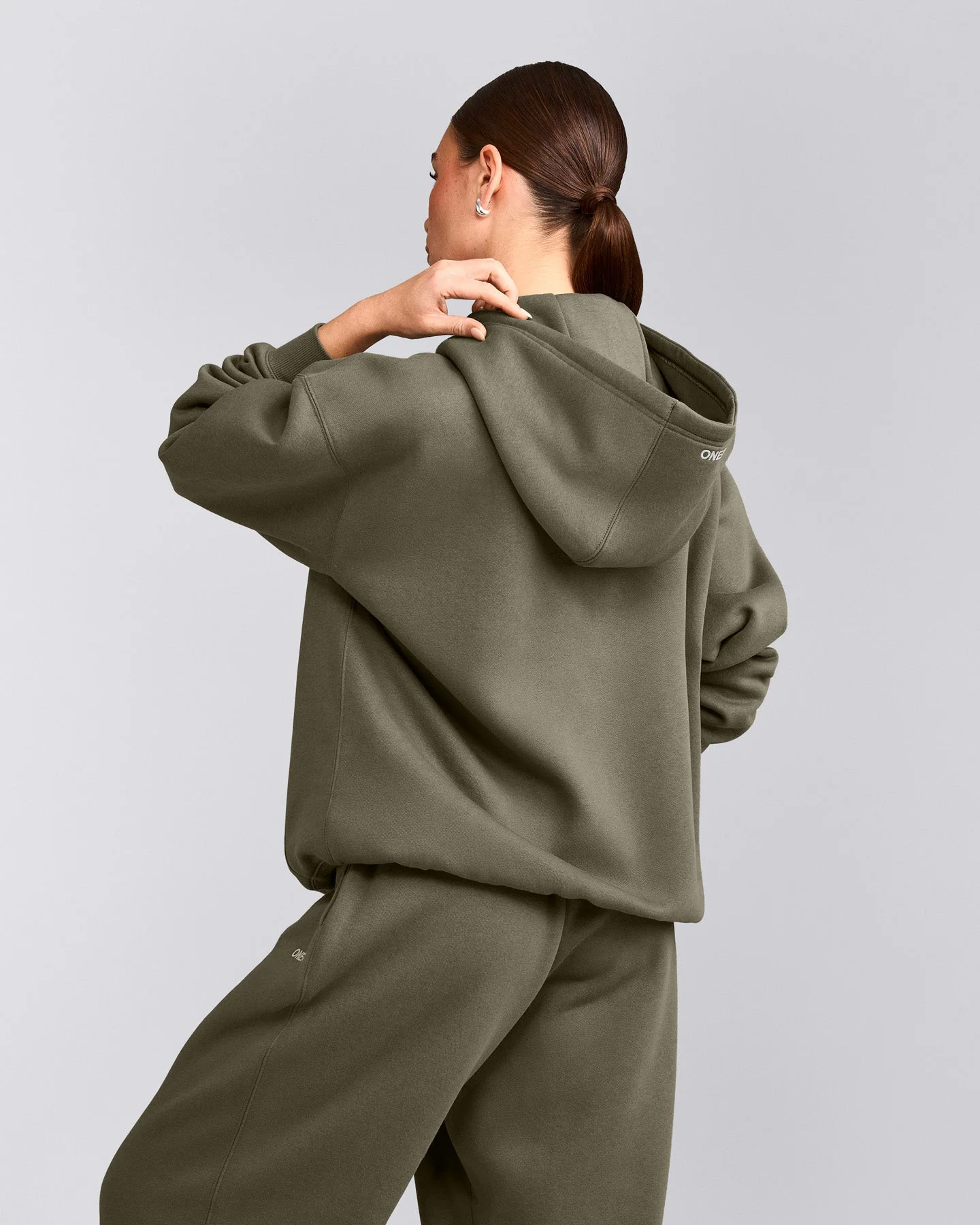 Foundations Cosy Oversized Zip Through Hoodie | Alpine Green