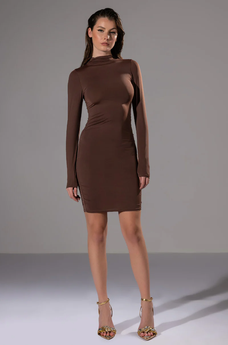 Paxton Elevate Ruched Long Sleeve Mini Dress