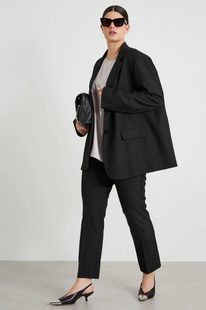 Viscose-blend blazer jacket - BLACK
