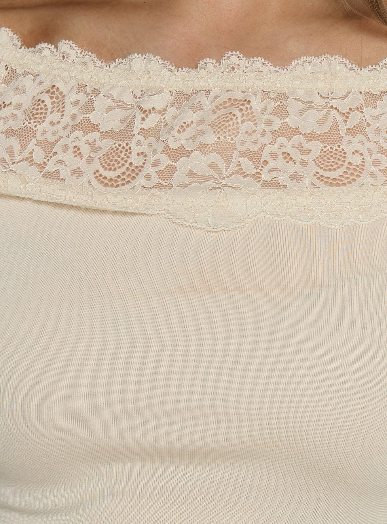 Breiann Lace Off Shoulder Long Sleeve Top Butter