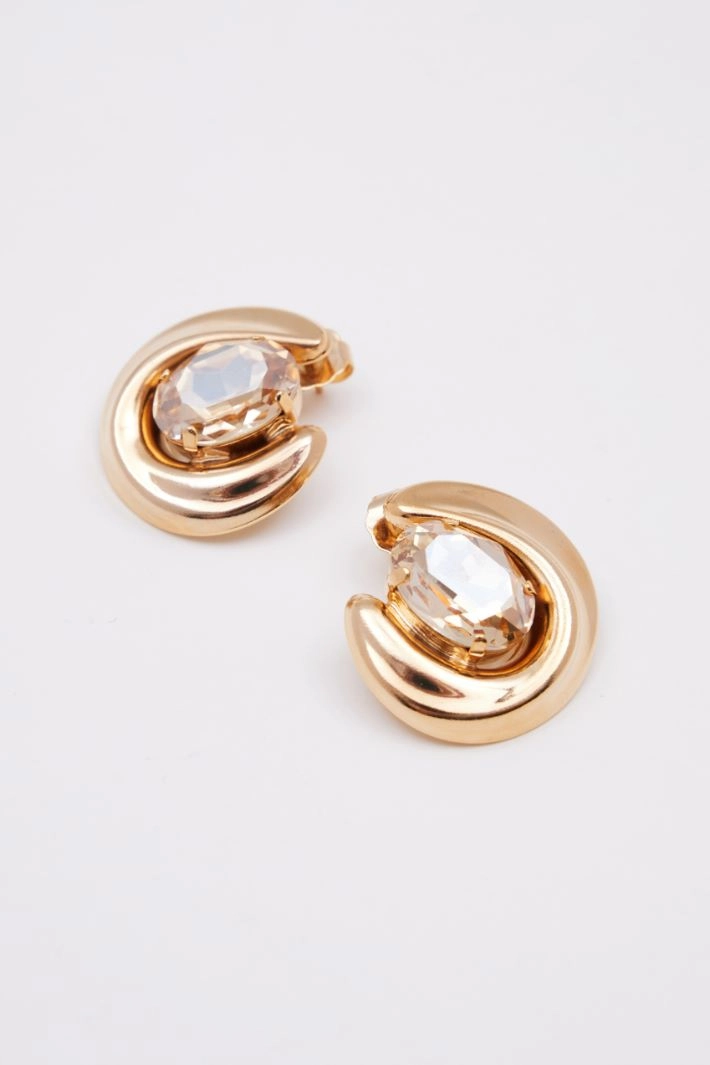 Metal earrings with rhinestones - GOLD