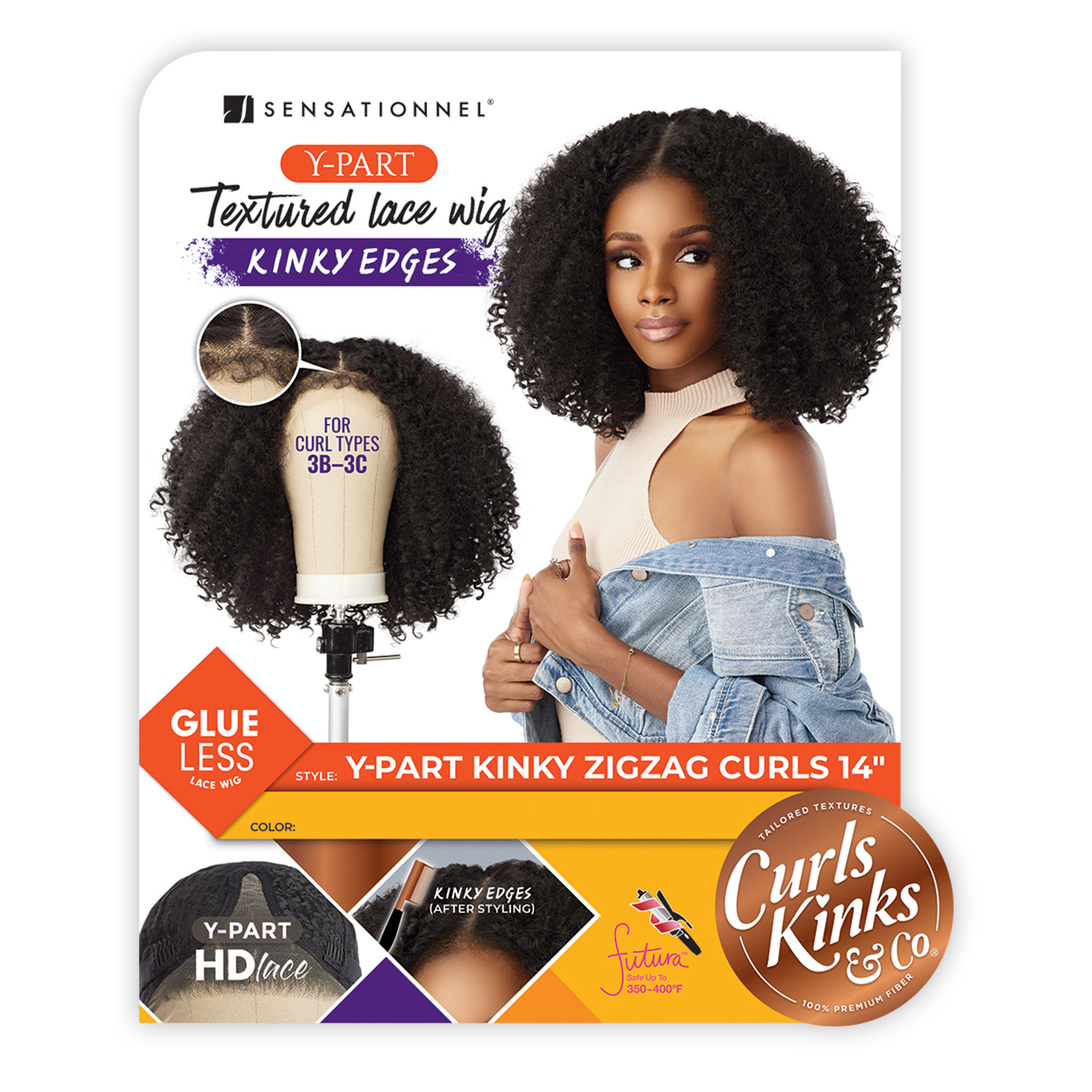 Sensationnel HD Lace Front Wig Curls Kinks N Co Glueless Kinky Edges Y-Part Kinky Zigzag Curls 14