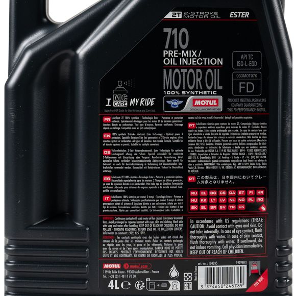 Huile moteur Motul 710 2T 4L UniverselRef : MOT0037 / 104035