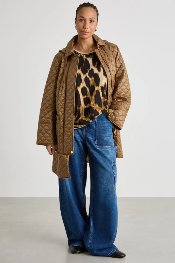 Longline quilted coat - BRONZE