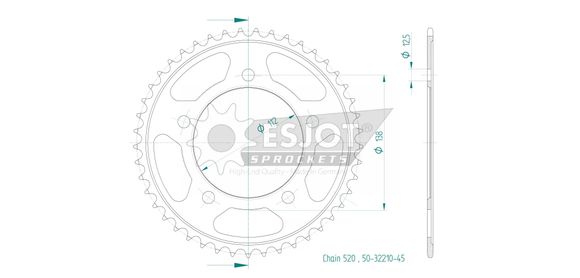Couronne Esjot 45 dentsHONDA 750 CB 750 HORNET - 2023Ref : ESJO00099A / 12113068