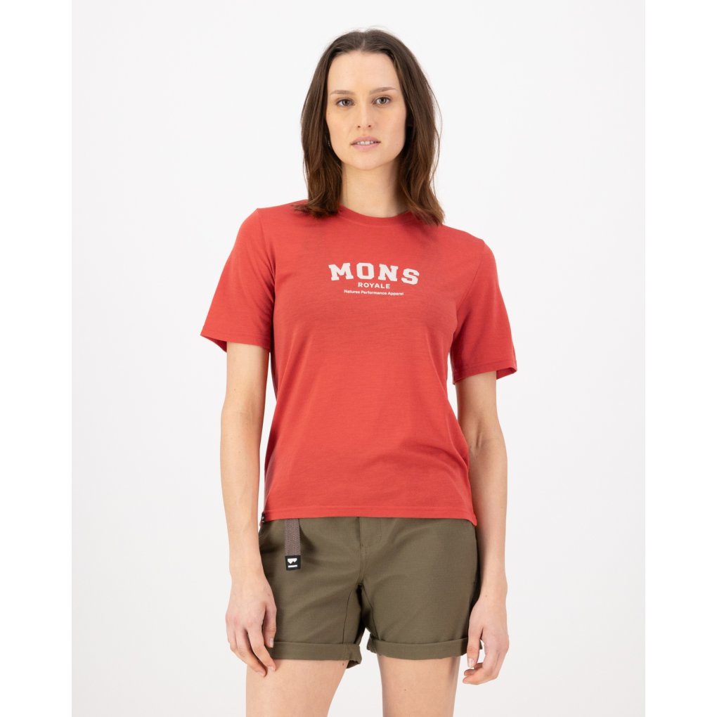 Mons Royale Icon Merino T-Shirt Women - cranberry