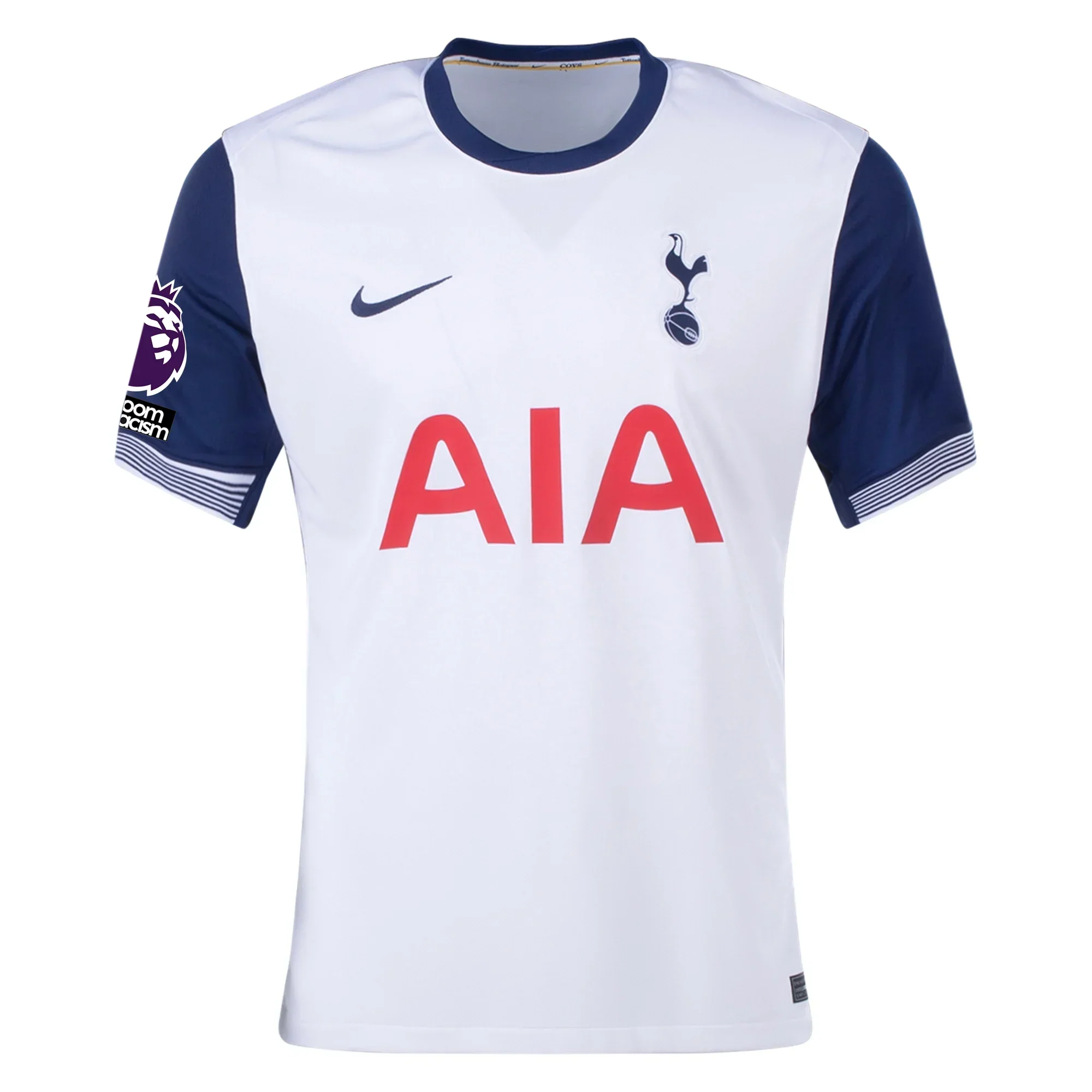 Tottenham Son Home Jersey w/ EPL + No Room For Racism Patches 24/25 (White/Binary Blue)