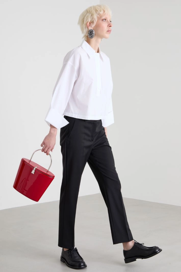 Wool cigarette trousers - BLACK