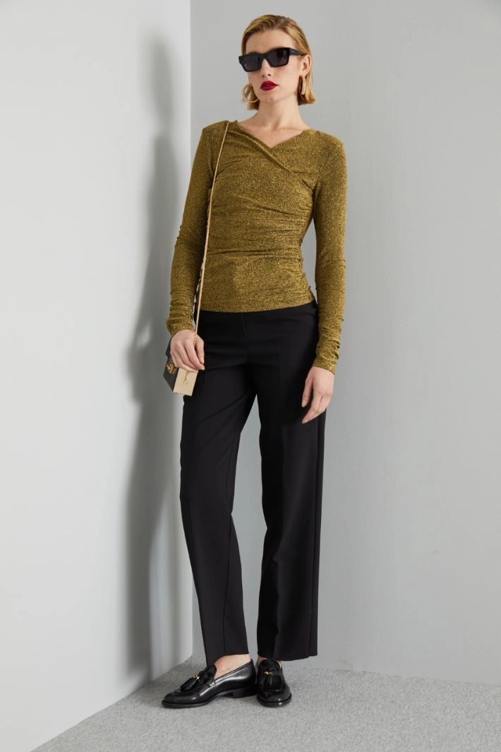 Top with crossed neck - GOLD BLACK