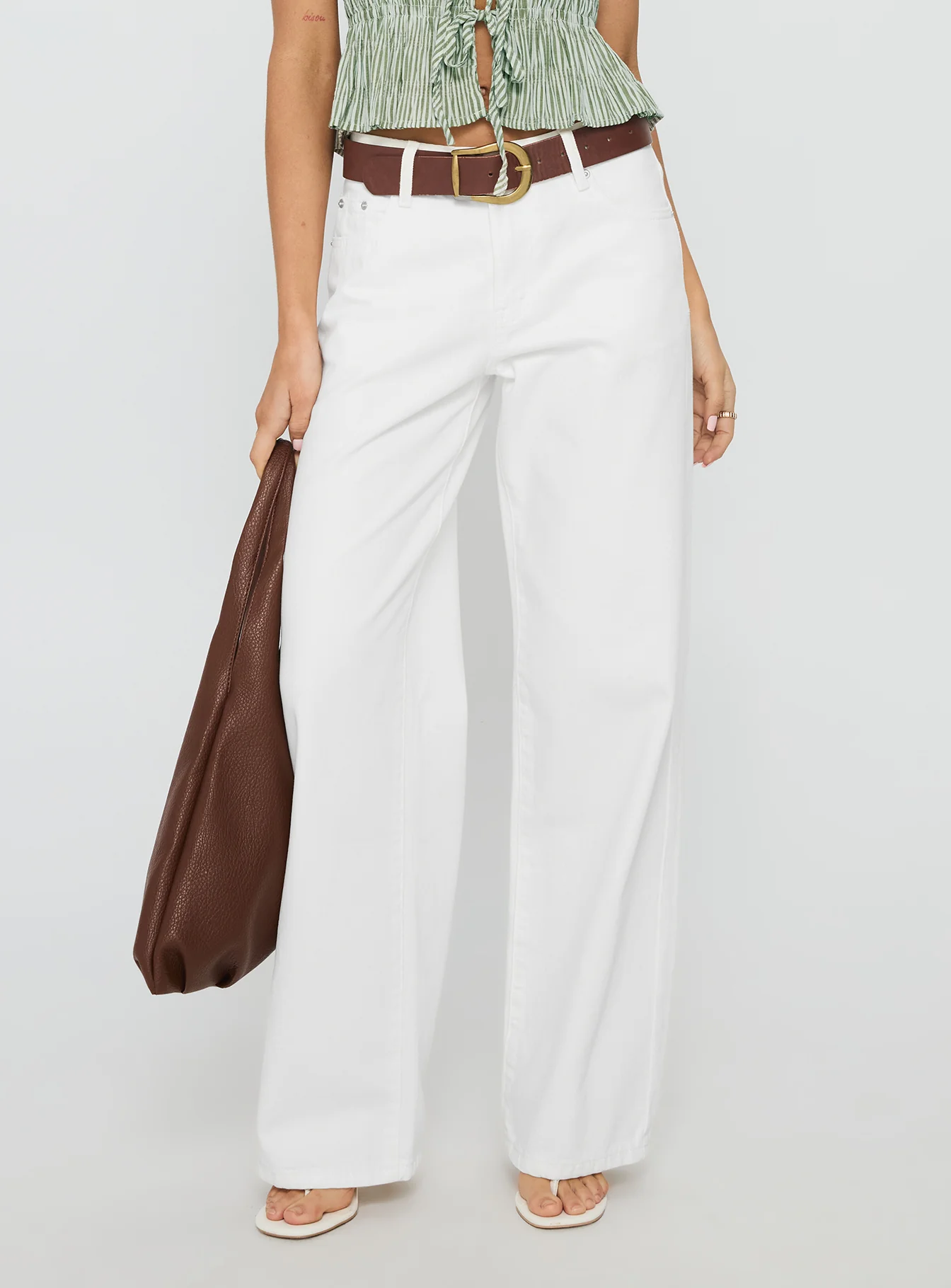 Serenitia Mid Rise Relaxed Jeans White Wash