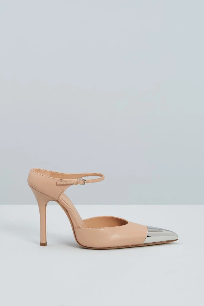 Metal-toe court shoes - NUDE SILVER