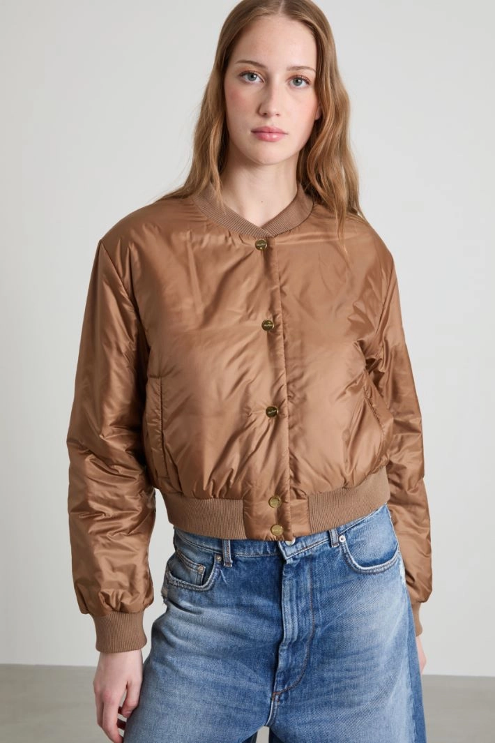 Reversible water-repellent bomber jacket - CAMEL