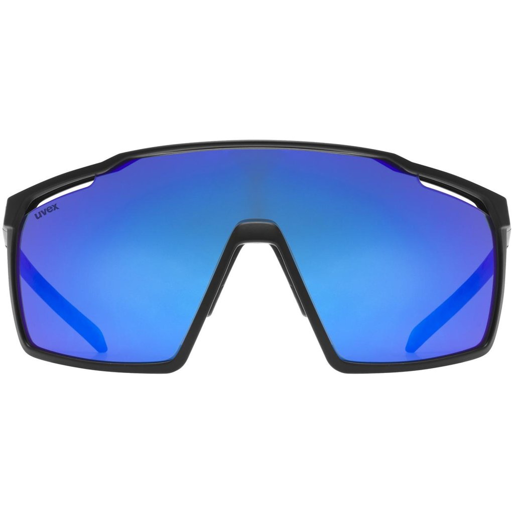 Uvex mtn perform Glasses - black-blue matt/supravision mirror blue