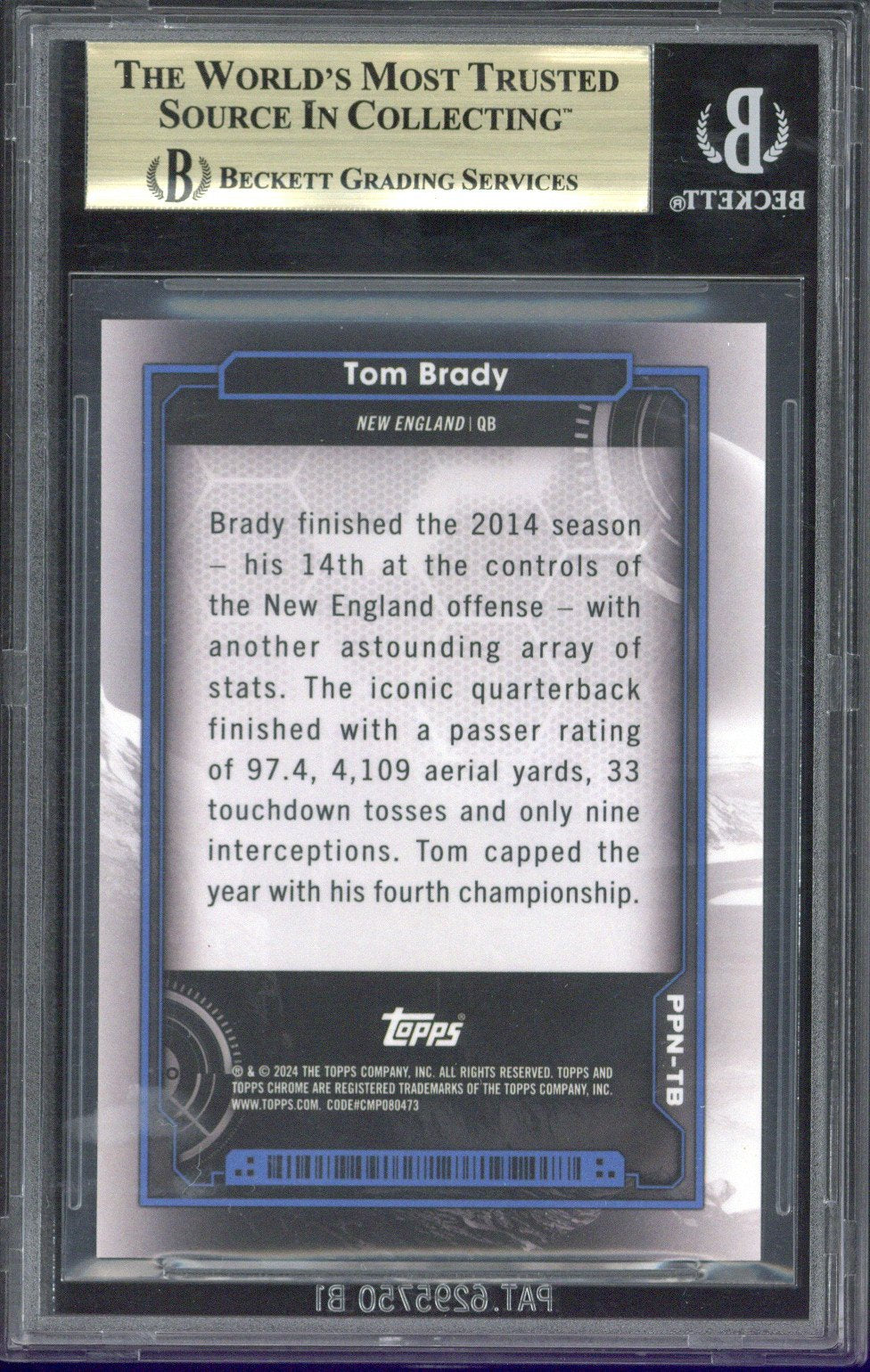 2024 Topps Chrome Football Tom Brady Neptune #PPNTB BGS 9.5