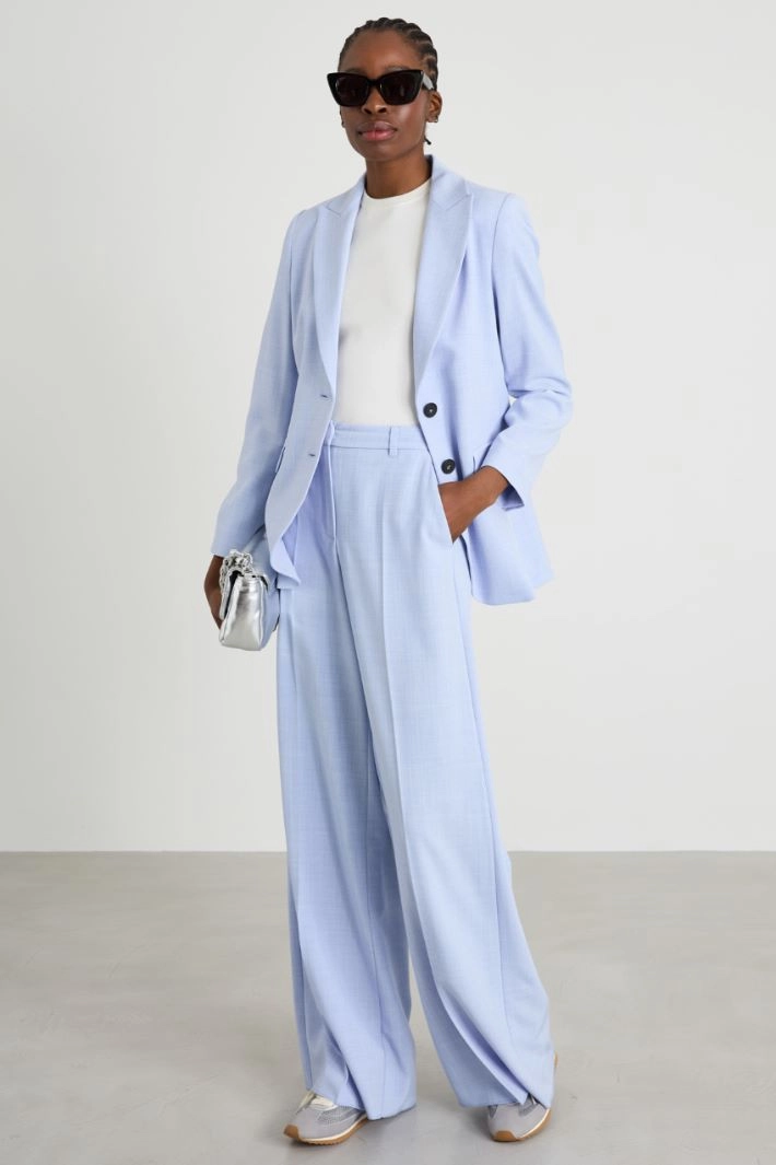 Basketweave melange blazer - PALE BLUE