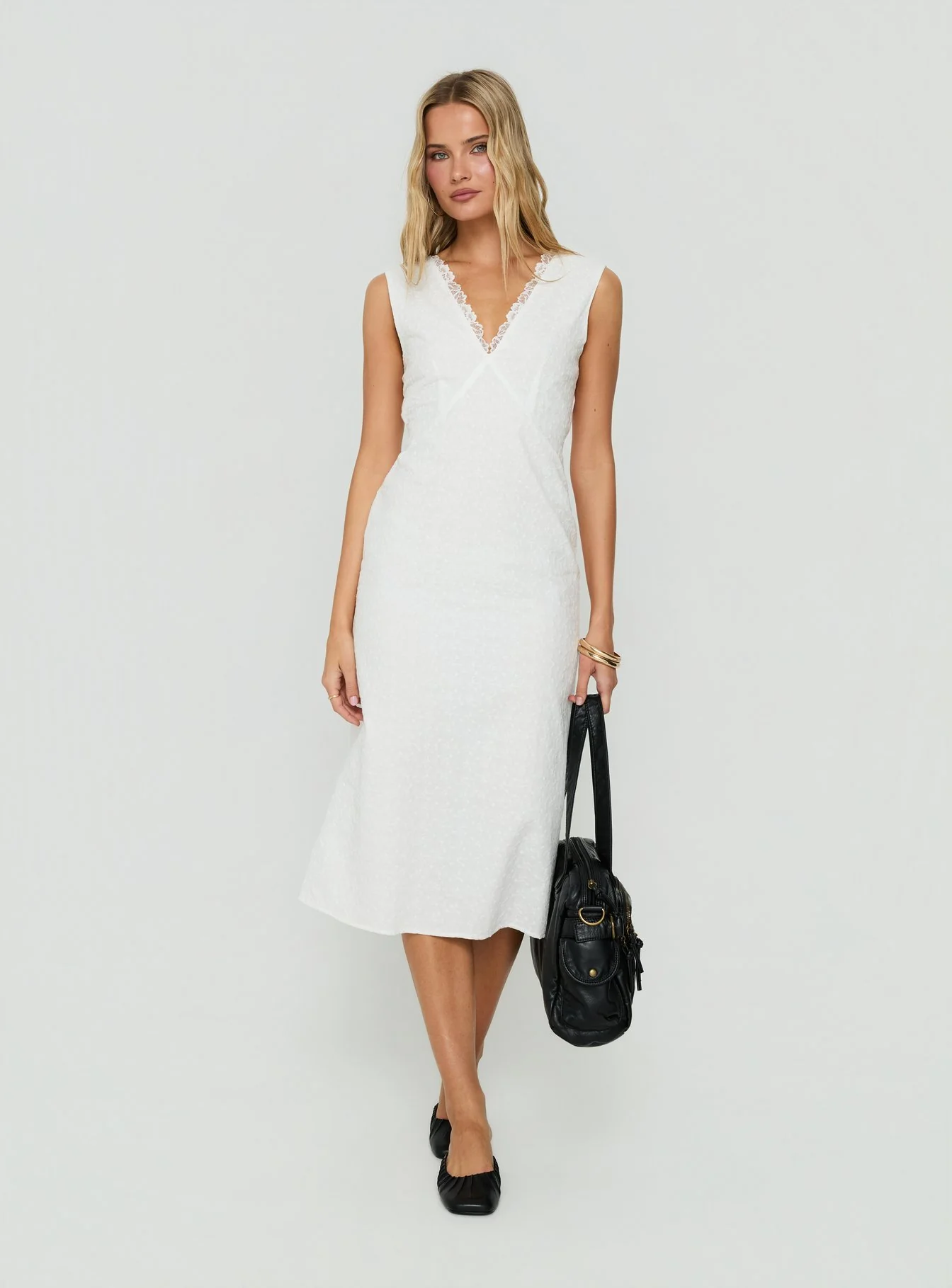 Eloisah Sleeveless Midi Dress White