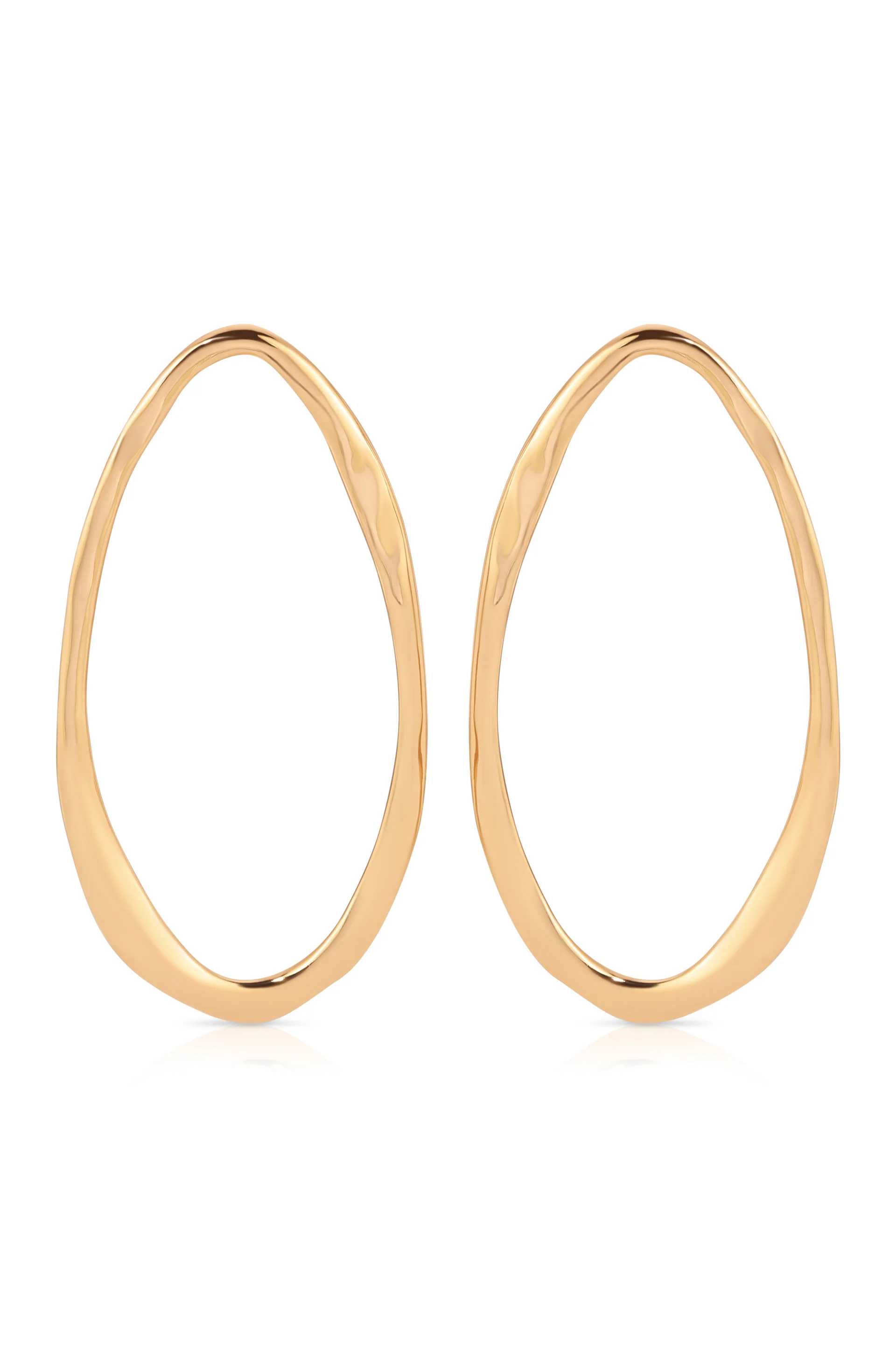 Hammered Large Oval Earrings