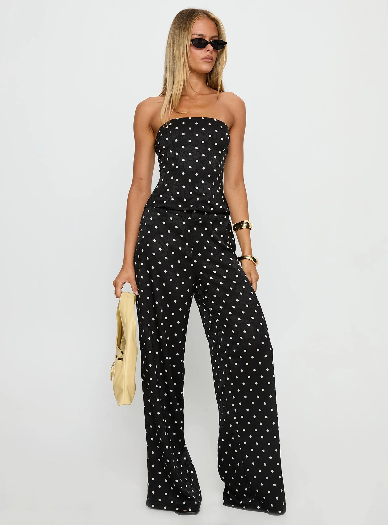 Powdered Sugar Strapless Set Black Polka