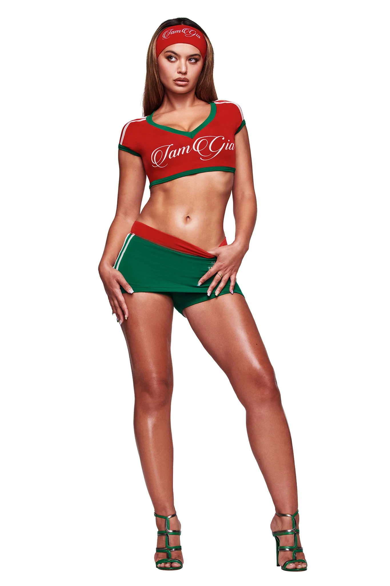 Blare Sport Crop Tee And Headband - Crimson