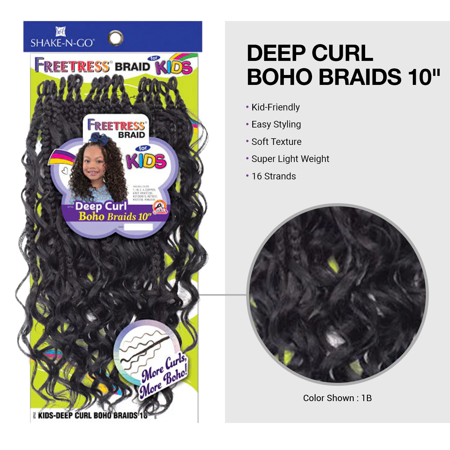 FreeTress Braids Kids Deep Curl Boho Braids 10