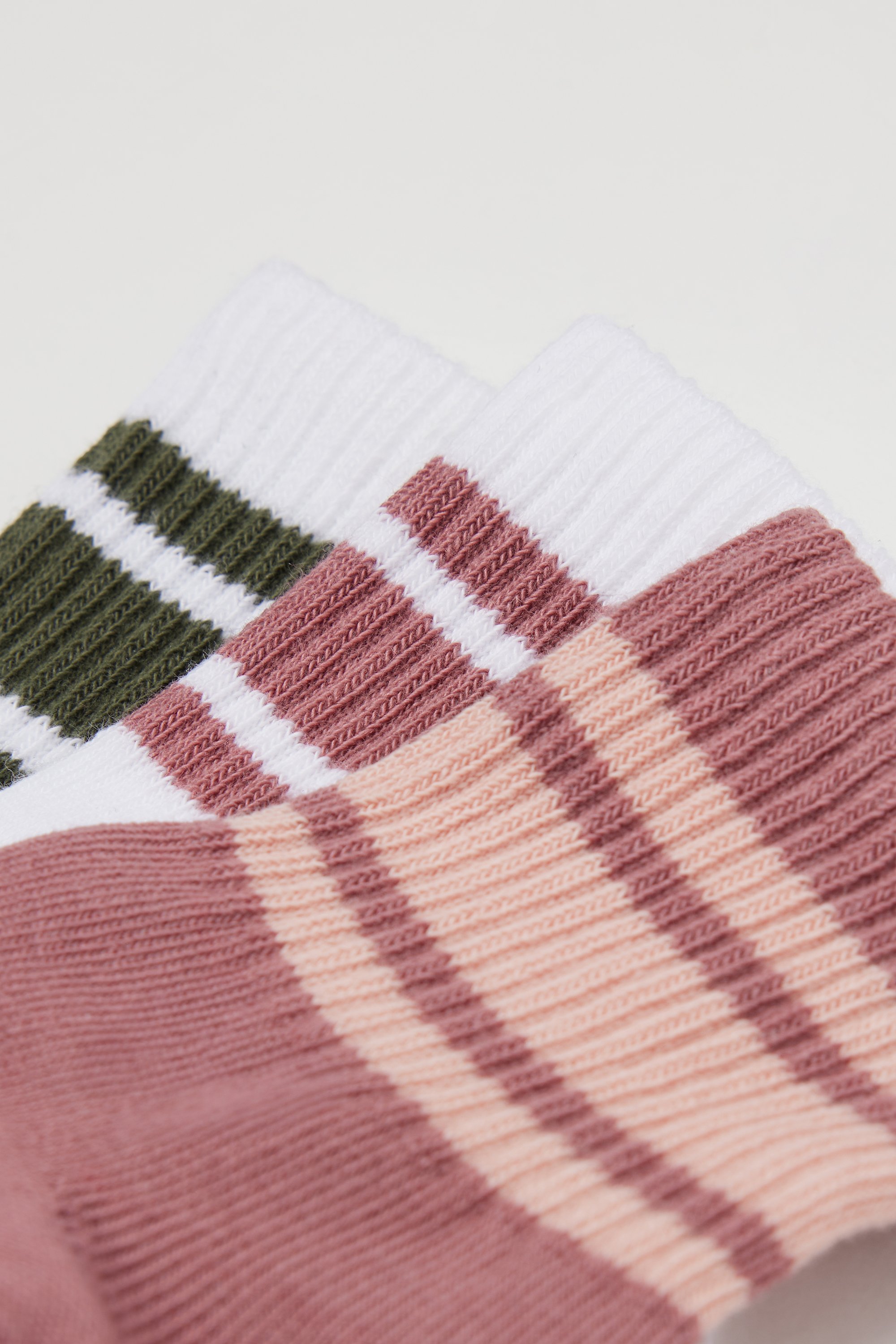 3 Pairs of Girls’ Short Cotton Sports Socks with Stripe