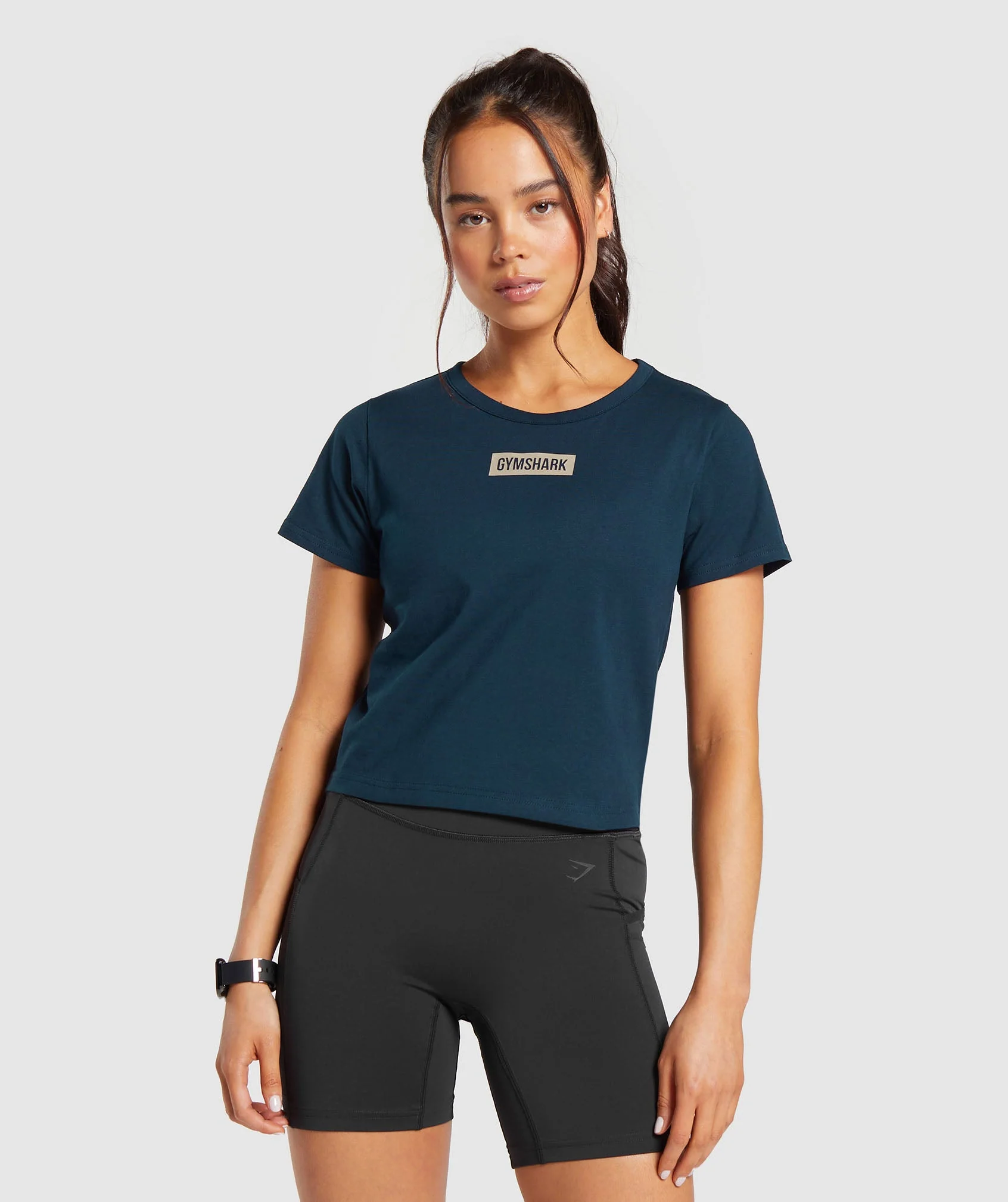 Block Crop Top Navy