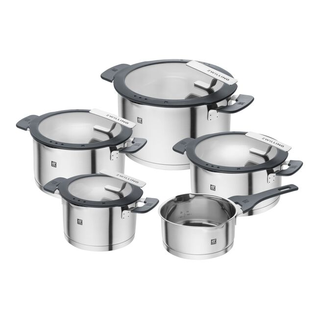 Pot set, 5-pcs, Stainless steel