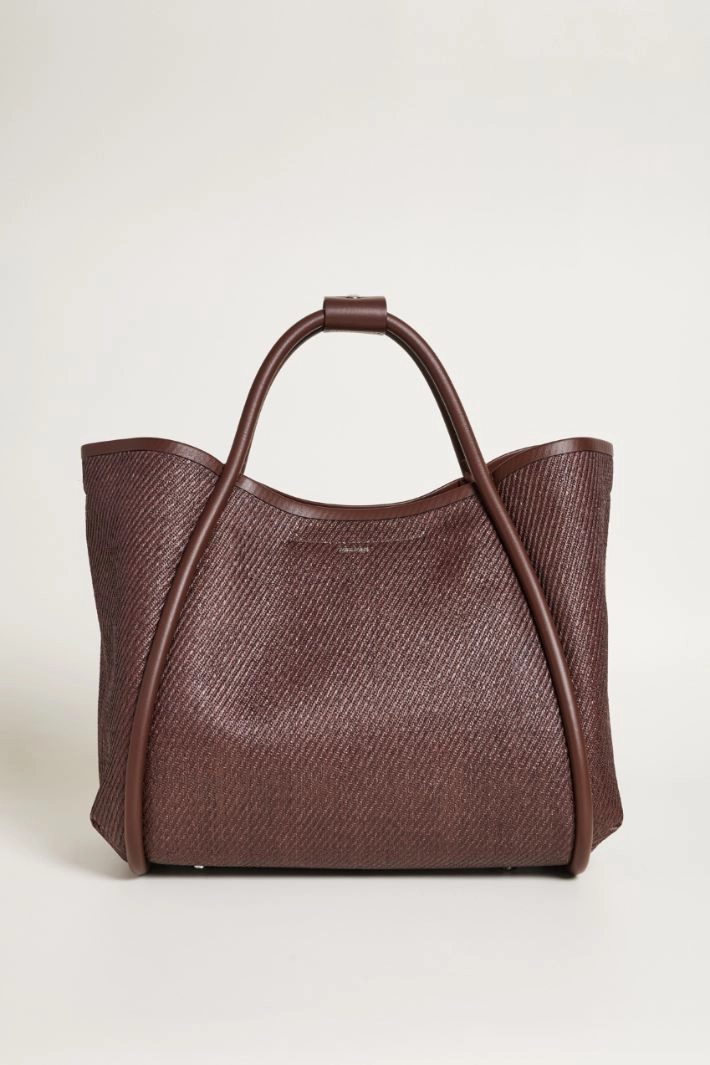Coated fabric top-handle bag - BROWN
